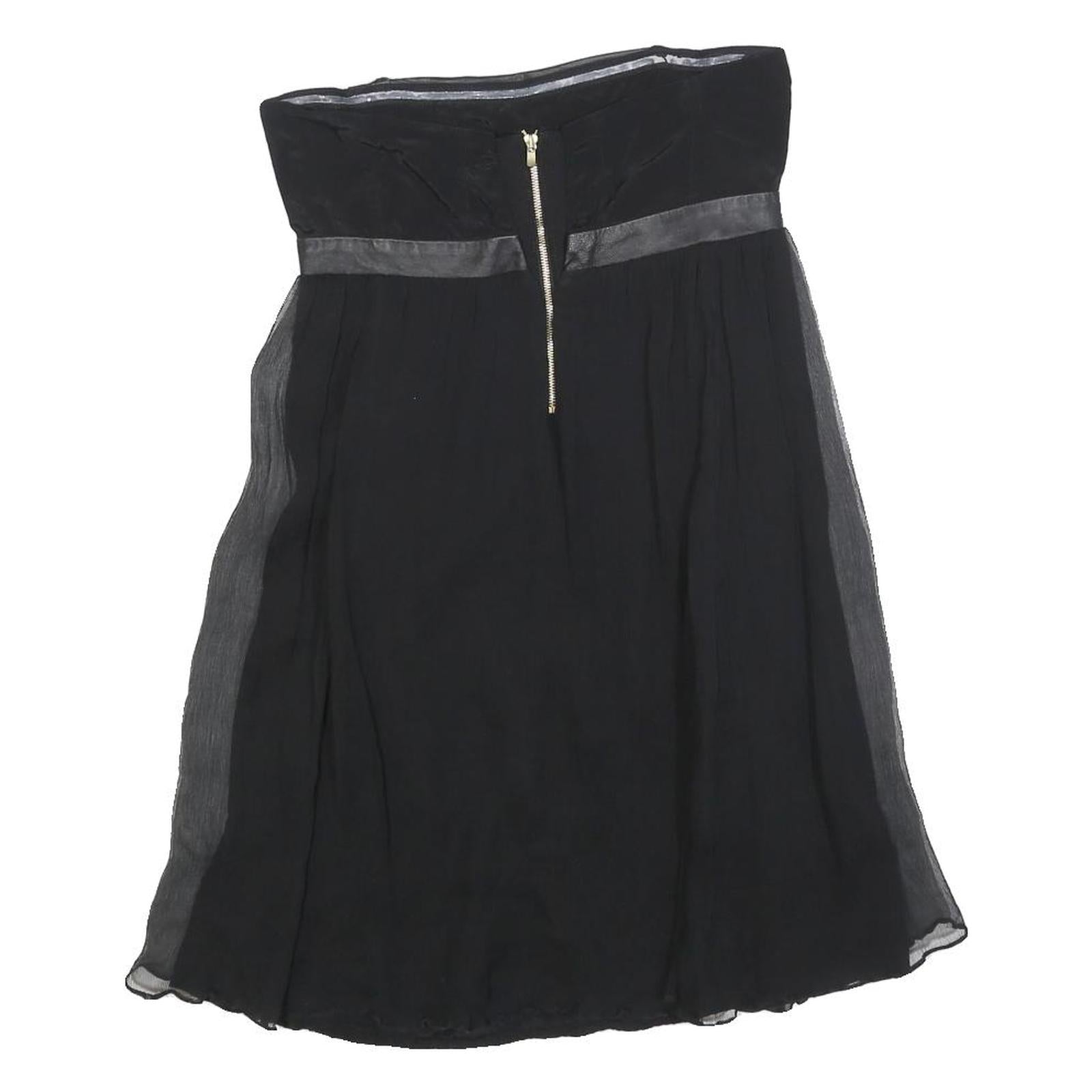 MAJE Womens Black Strapless Silk Dress Mini Evening Cocktail Elegant S