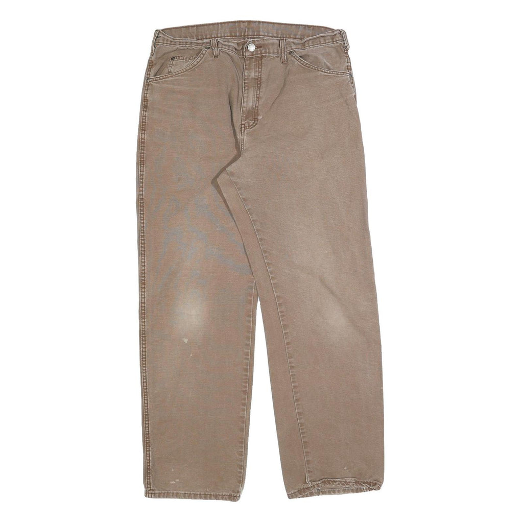 CARHARTT Mens Relaxed W36 L32 Beige Cotton Blend Jeans Zip Workwear Durable