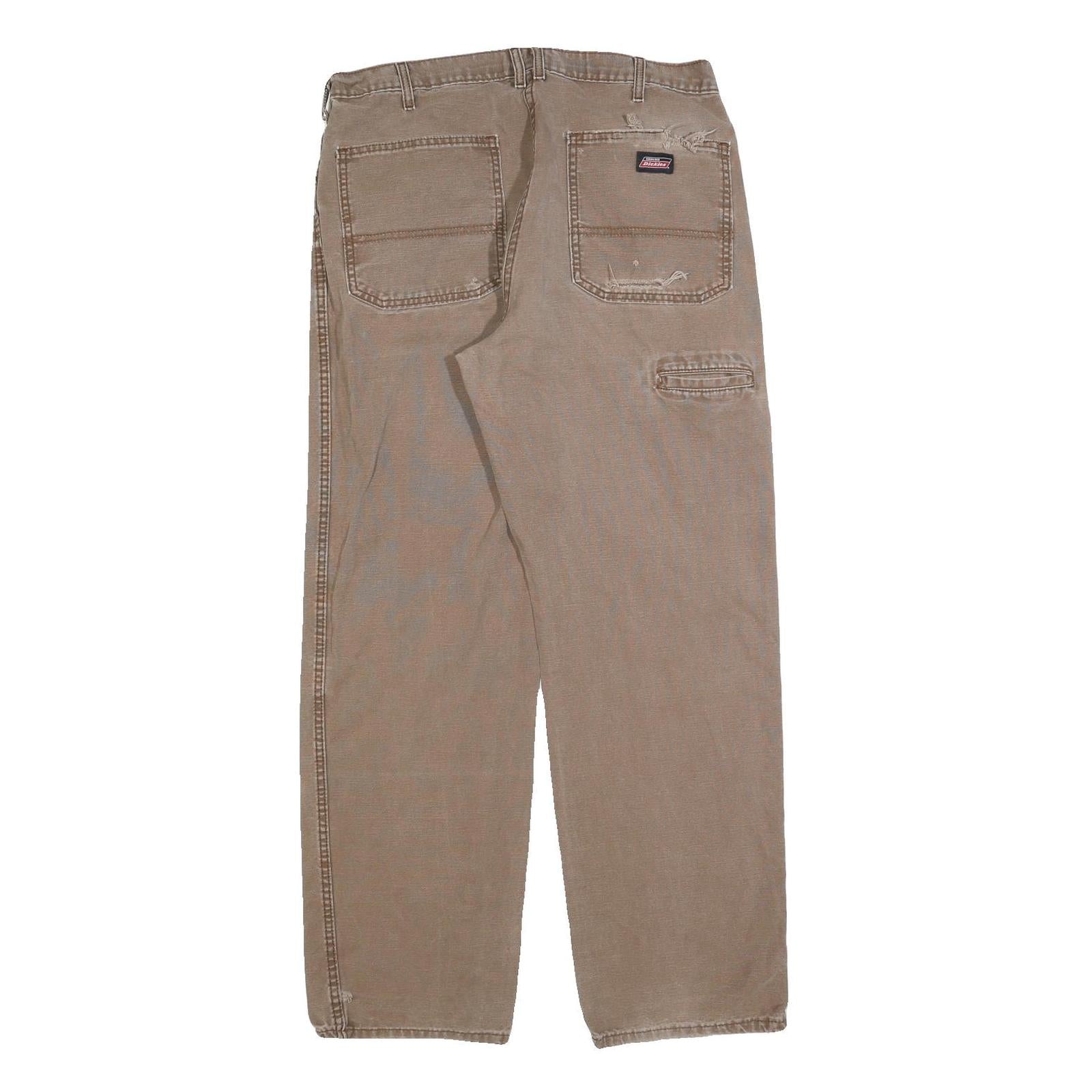 CARHARTT Mens Relaxed W36 L32 Beige Cotton Blend Jeans Zip Workwear Durable