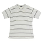 NAUTICA Mens White & Black Striped Short Sleeve Polo Shirt M Cotton Casual