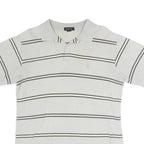 NAUTICA Mens White & Black Striped Short Sleeve Polo Shirt M Cotton Casual