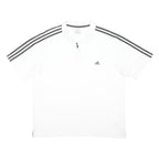 ADIDAS Mens White & Grey Three Stripe Cotton Blend Polo Shirt XL Sports Casual