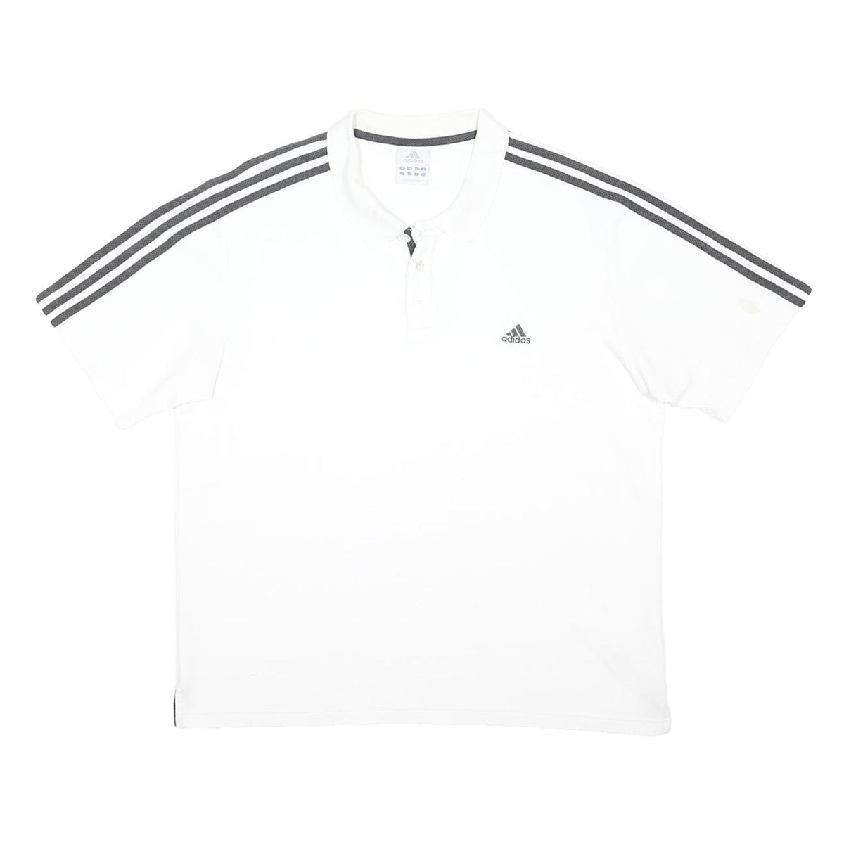 ADIDAS Mens White & Grey Three Stripe Cotton Blend Polo Shirt XL Sports Casual