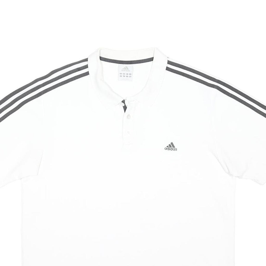 ADIDAS Mens White & Grey Three Stripe Cotton Blend Polo Shirt XL Sports Casual