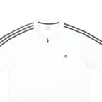 ADIDAS Mens White & Grey Three Stripe Cotton Blend Polo Shirt XL Sports Casual