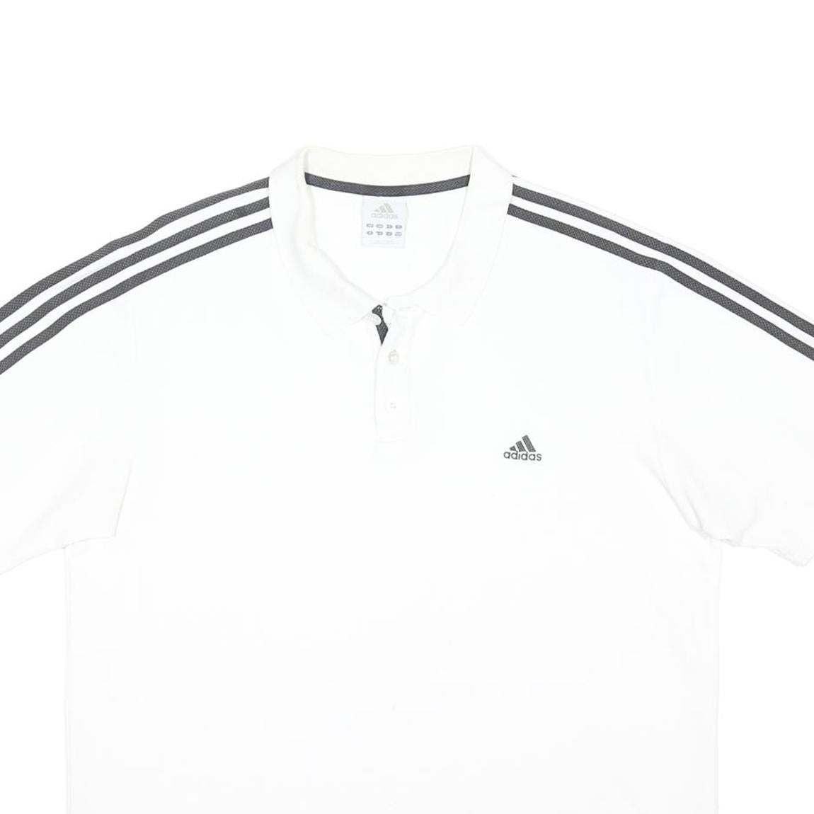 ADIDAS Mens White & Grey Three Stripe Cotton Blend Polo Shirt XL Sports Casual