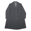 Womens Grey Plain Classic Jacket M Button Closure Regular Fit Shawl Collar Long