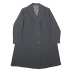 Womens Grey Plain Classic Jacket M Button Closure Regular Fit Shawl Collar Long