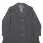 Womens Grey Plain Classic Jacket M Button Closure Regular Fit Shawl Collar Long