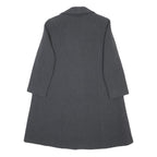 Womens Grey Plain Classic Jacket M Button Closure Regular Fit Shawl Collar Long