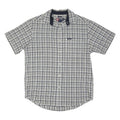 CHAPS RALPH LAUREN Mens White & Grey Checked Casual Shirt M Cotton Blend Short