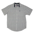 CHAPS RALPH LAUREN Mens White & Grey Checked Casual Shirt M Cotton Blend Short