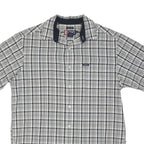 CHAPS RALPH LAUREN Mens White & Grey Checked Casual Shirt M Cotton Blend Short
