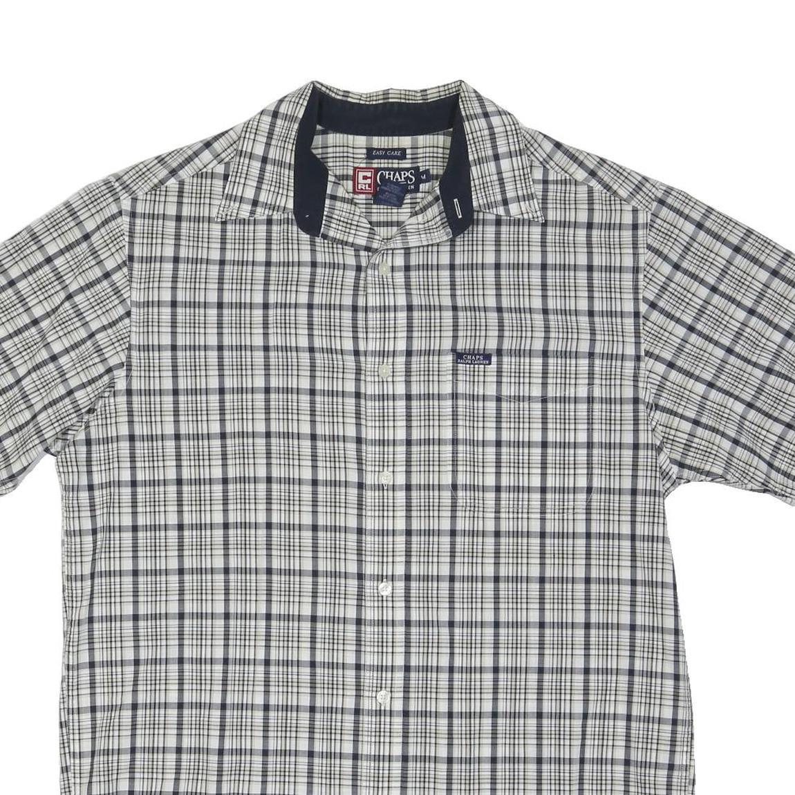 CHAPS RALPH LAUREN Mens White & Grey Checked Casual Shirt M Cotton Blend Short
