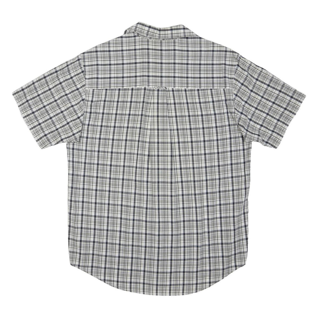 CHAPS RALPH LAUREN Mens White & Grey Checked Casual Shirt M Cotton Blend Short