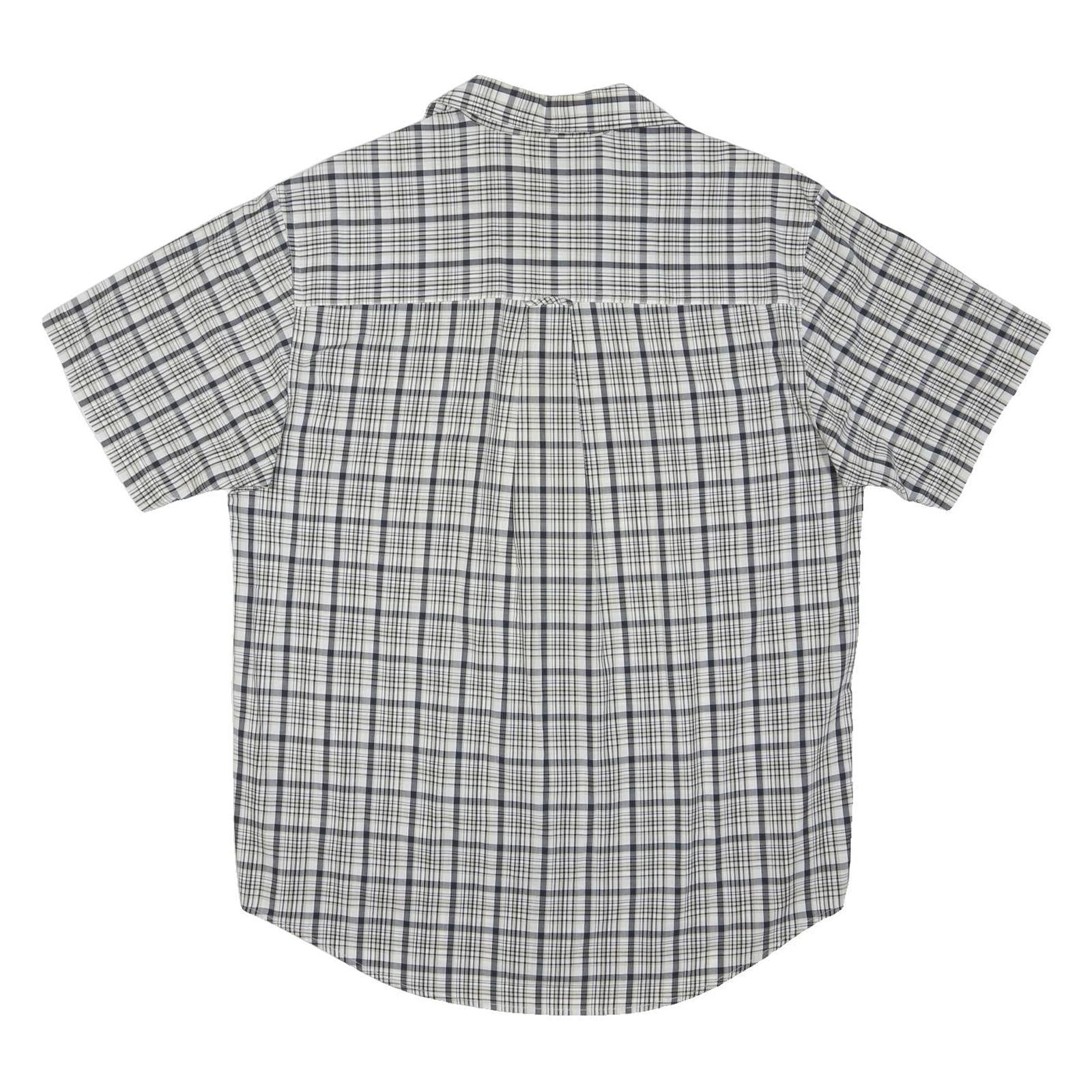 CHAPS RALPH LAUREN Mens White & Grey Checked Casual Shirt M Cotton Blend Short
