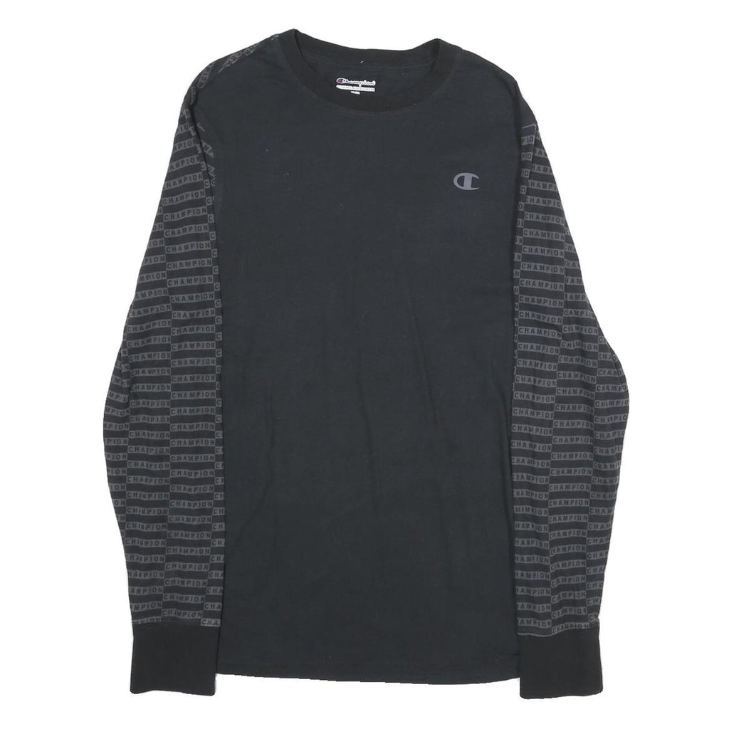 CHAMPION Mens Black Graphic Long Sleeve Crew Neck T-Shirt M