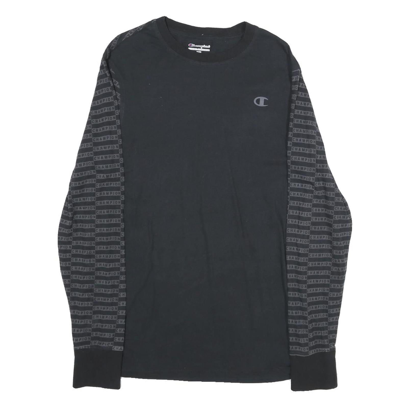 CHAMPION Mens Black Graphic Long Sleeve Crew Neck T-Shirt M
