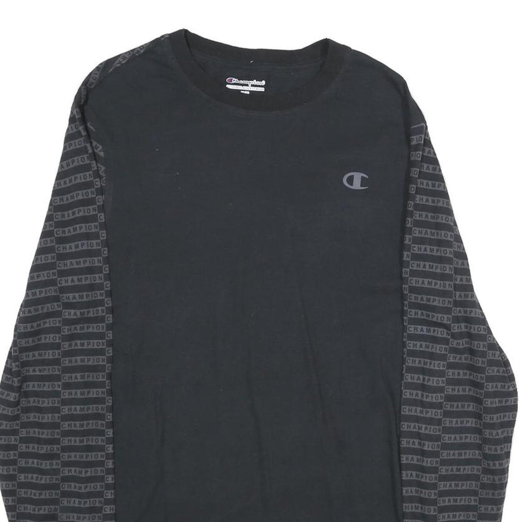 CHAMPION Mens Black Graphic Long Sleeve Crew Neck T-Shirt M