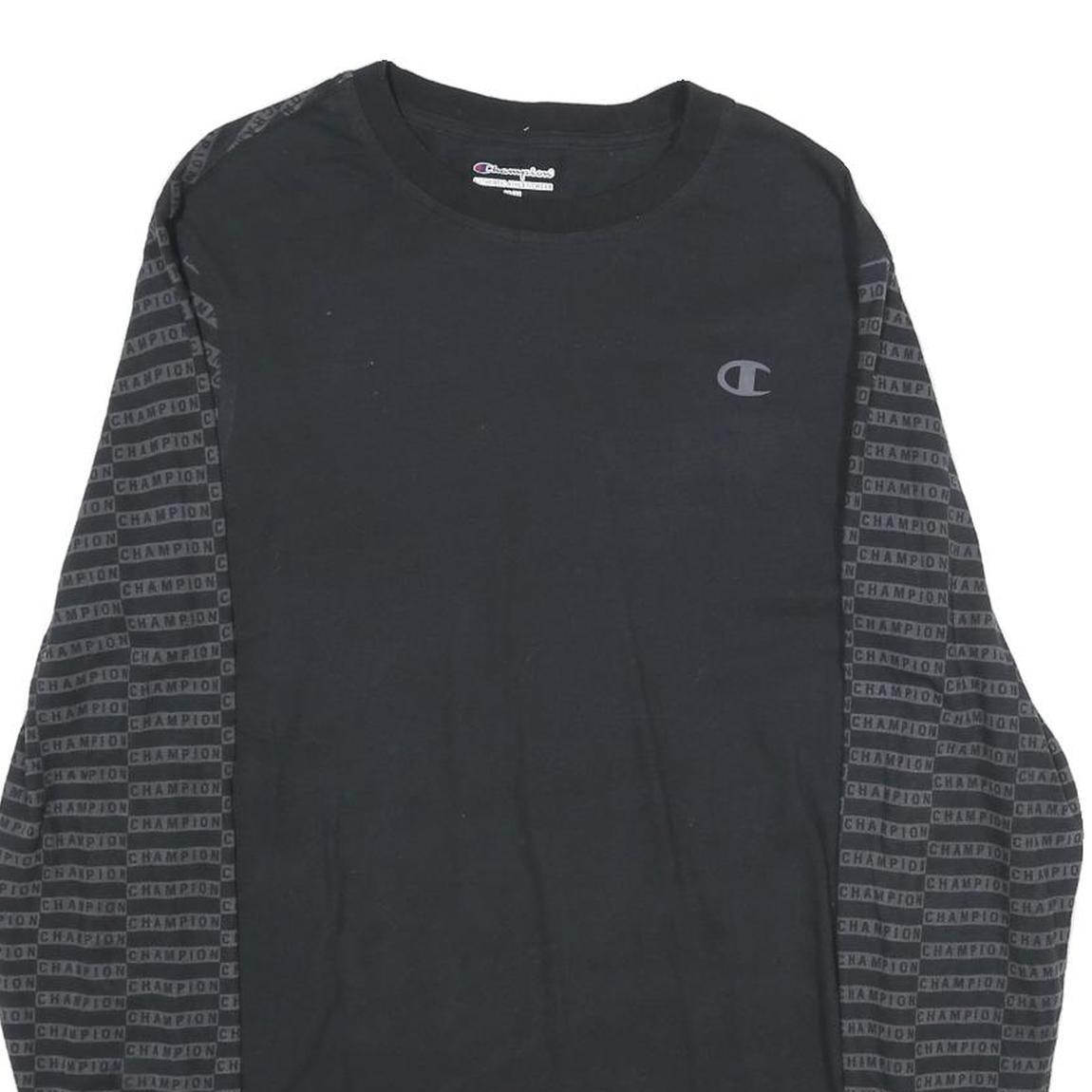 CHAMPION Mens Black Graphic Long Sleeve Crew Neck T-Shirt M