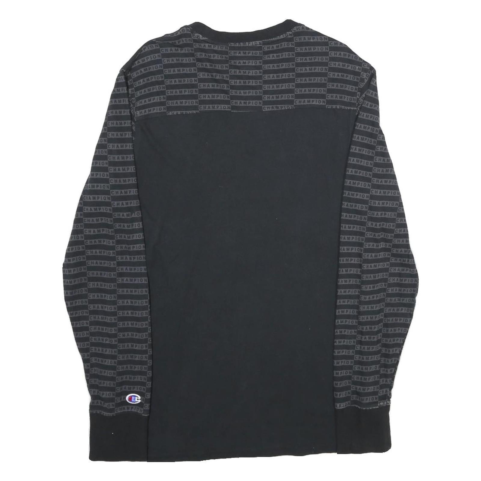 CHAMPION Mens Black Graphic Long Sleeve Crew Neck T-Shirt M