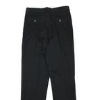 Mens Black Cotton Blend Regular Fit Straight Leg Trousers W31 L33 Classic Zip