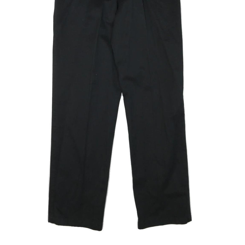 Mens Black Cotton Blend Regular Fit Straight Leg Trousers W31 L33 Classic Zip