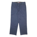 DICKIES Mens Cotton Blend Navy Blue Regular Fit Straight Leg Trousers W36 L30