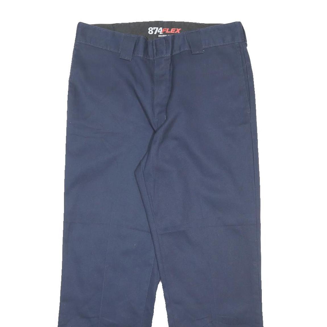 DICKIES Mens Cotton Blend Navy Blue Regular Fit Straight Leg Trousers W36 L30