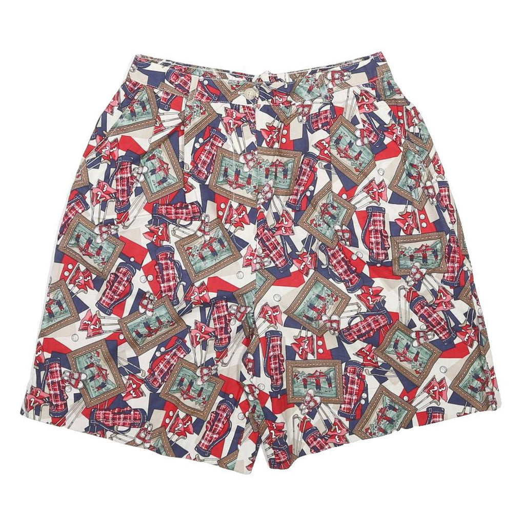 PENDLETON Womens Shorts White Navy & Red Golf Print S W27 Casual Cotton