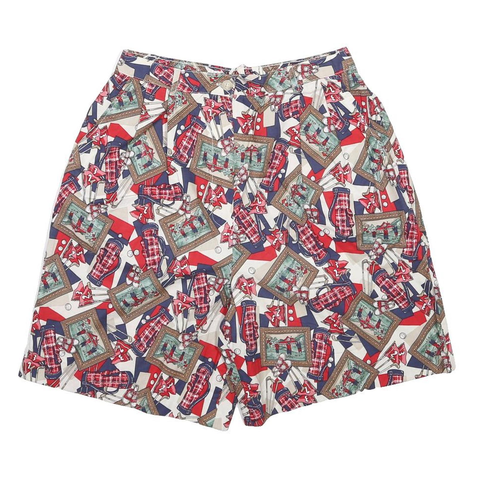 PENDLETON Womens Shorts White Navy & Red Golf Print S W27 Casual Cotton