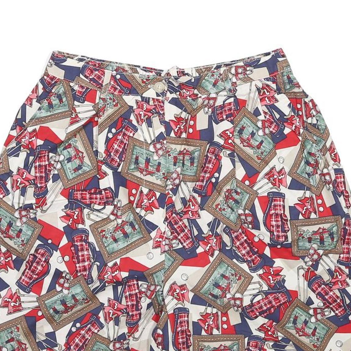 PENDLETON Womens Shorts White Navy & Red Golf Print S W27 Casual Cotton