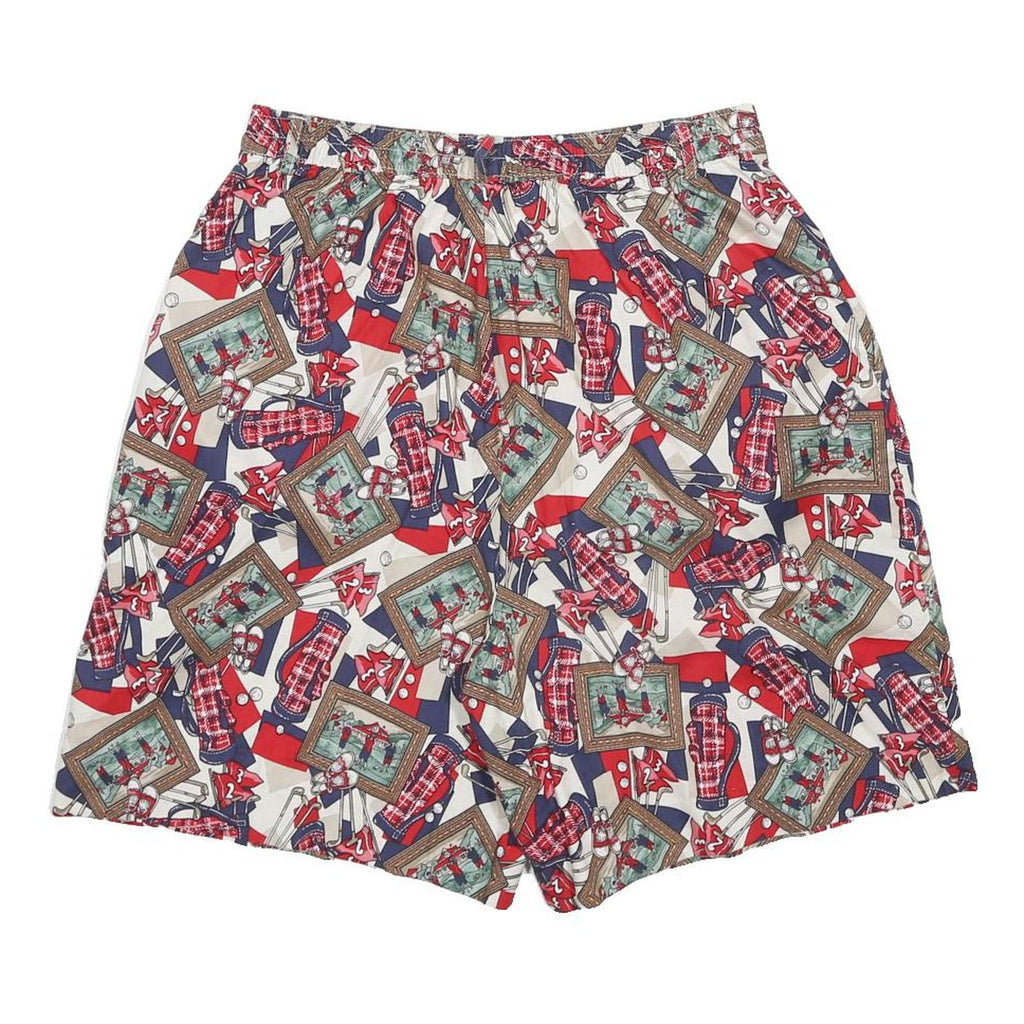 PENDLETON Womens Shorts White Navy & Red Golf Print S W27 Casual Cotton