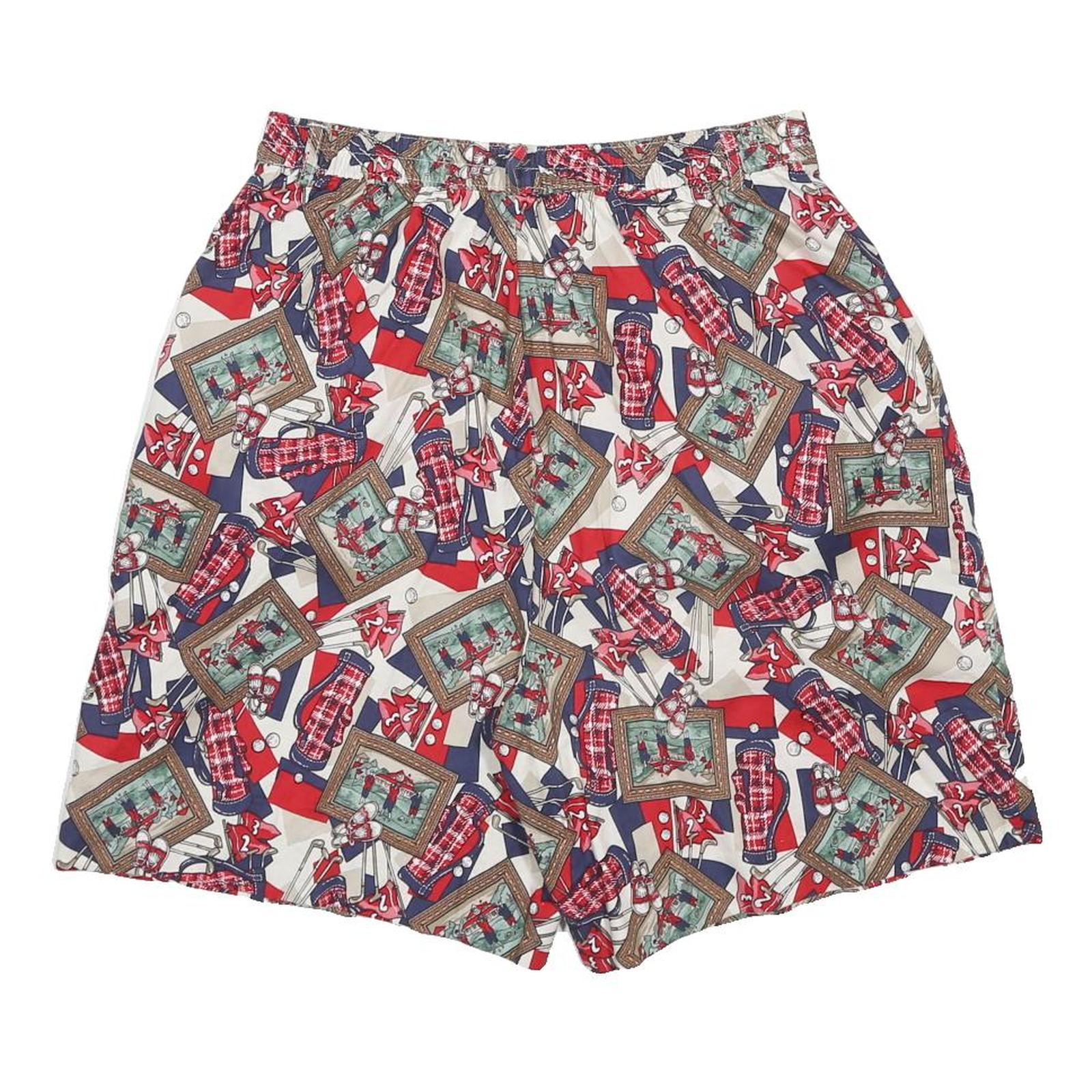 PENDLETON Womens Shorts White Navy & Red Golf Print S W27 Casual Cotton