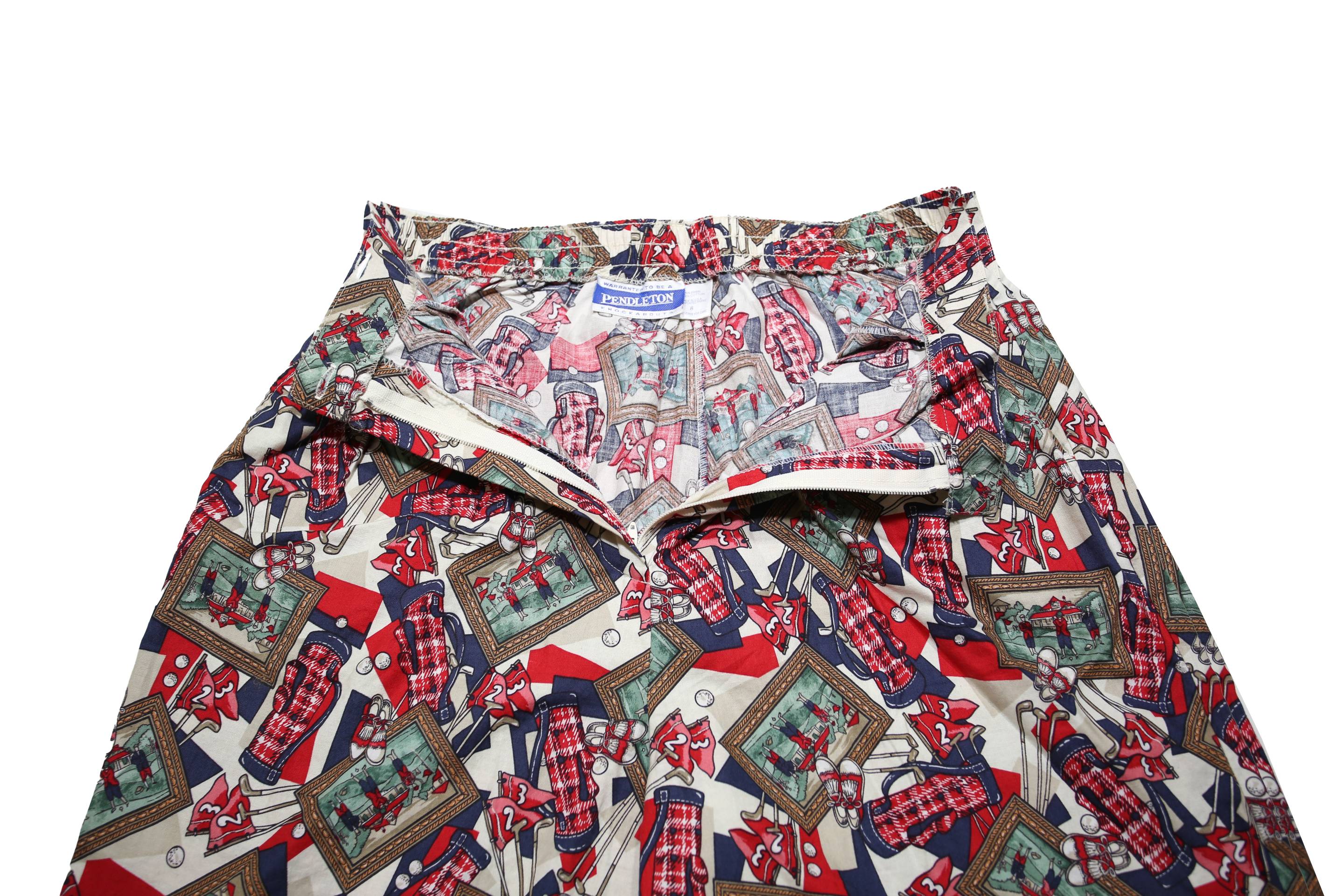 PENDLETON Womens Shorts White Navy & Red Golf Print S W27 Casual Cotton