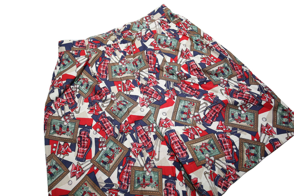 PENDLETON Womens Shorts White Navy & Red Golf Print S W27 Casual Cotton