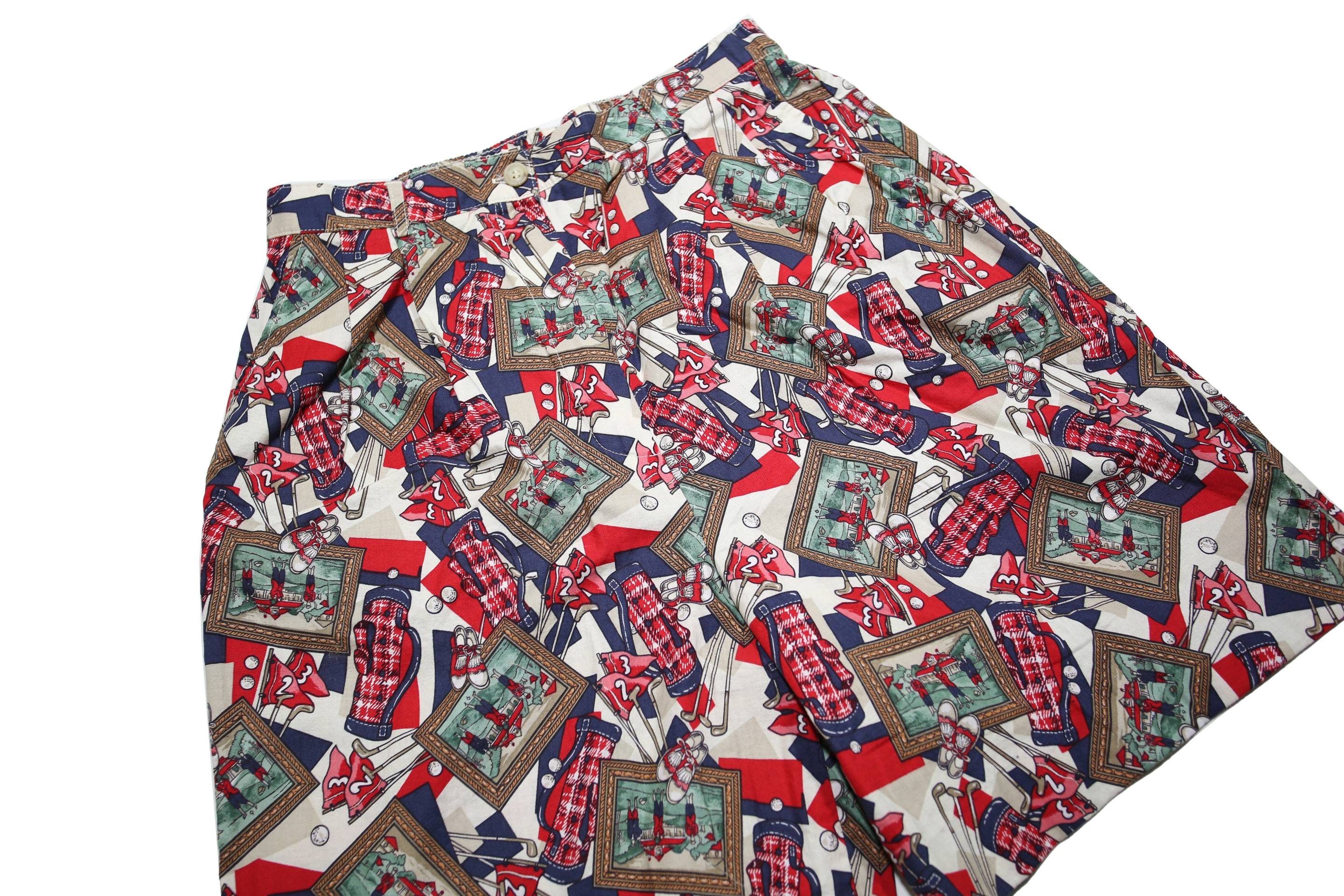 PENDLETON Womens Shorts White Navy & Red Golf Print S W27 Casual Cotton