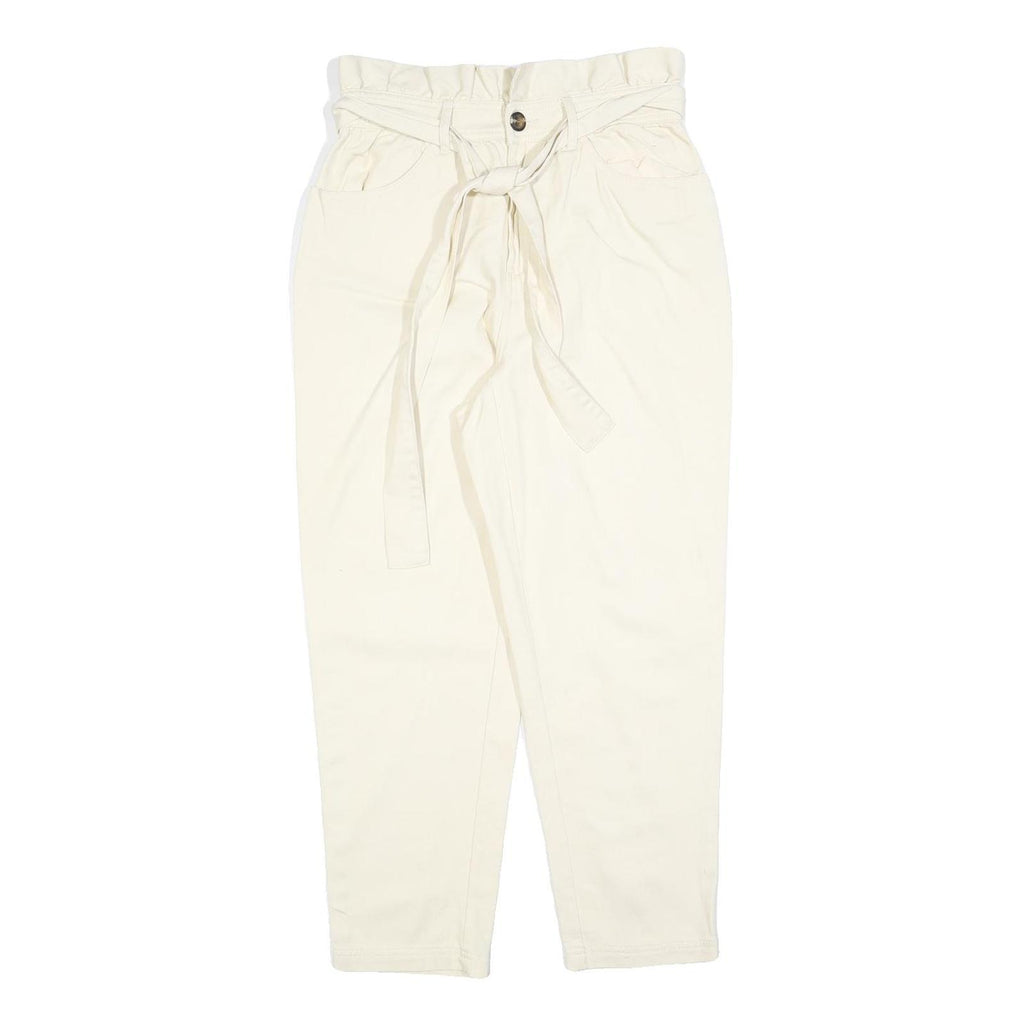 WHO WHAT WEAR Womens Cotton Blend White Regular Fit Straight Leg Trousers W28