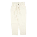 WHO WHAT WEAR Womens Cotton Blend White Regular Fit Straight Leg Trousers W28