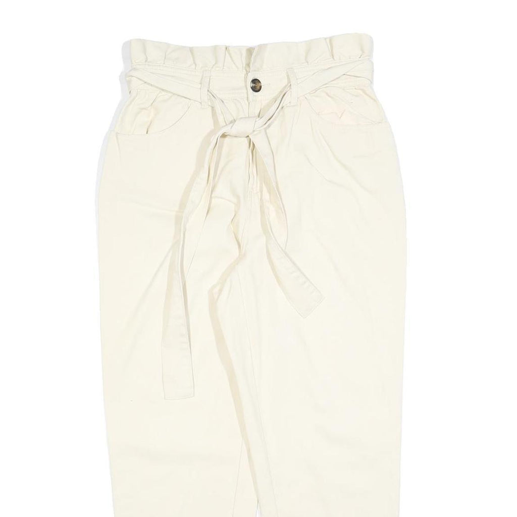 WHO WHAT WEAR Womens Cotton Blend White Regular Fit Straight Leg Trousers W28