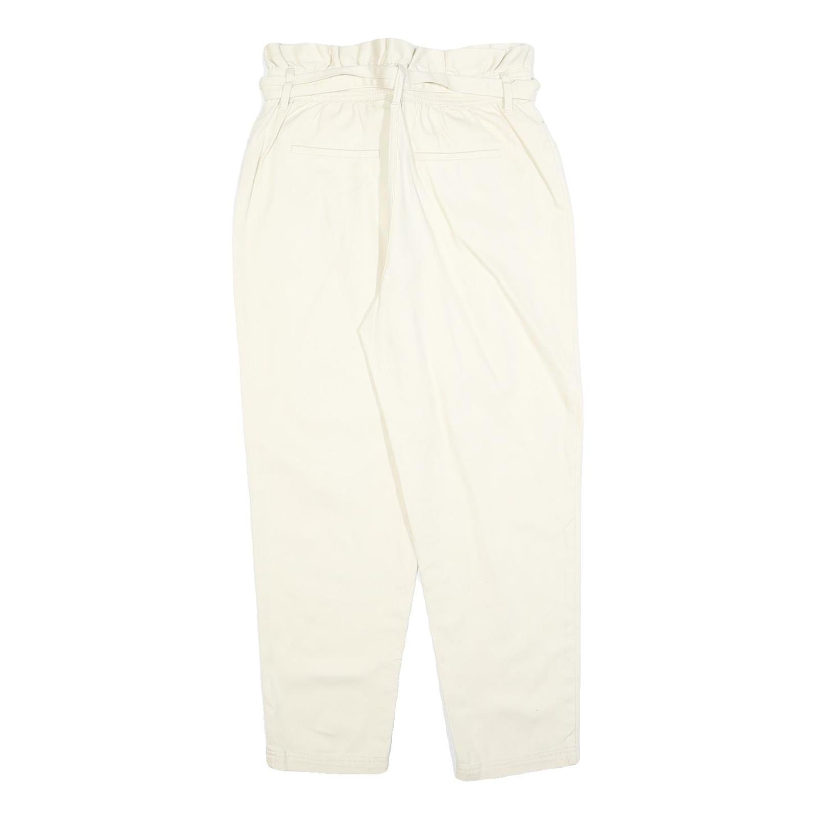 WHO WHAT WEAR Womens Cotton Blend White Regular Fit Straight Leg Trousers W28