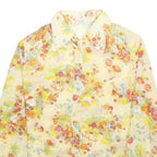 IMPERIA Womens Yellow Floral Print Shirt Long Sleeve Point Collar M Blouse