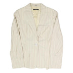 BOSS Womens Cream & Beige Stripe Blazer Jacket UK 8 Polyester Blend Button
