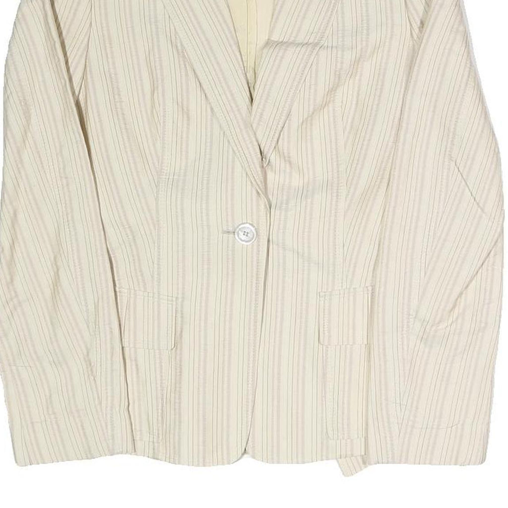 BOSS Womens Cream & Beige Stripe Blazer Jacket UK 8 Polyester Blend Button