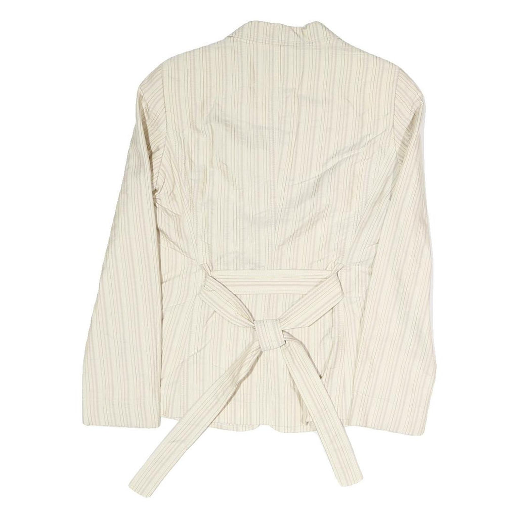 BOSS Womens Cream & Beige Stripe Blazer Jacket UK 8 Polyester Blend Button