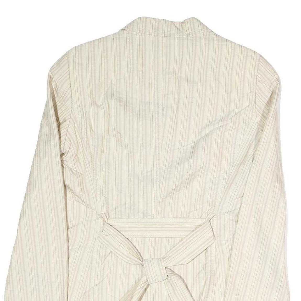 BOSS Womens Cream & Beige Stripe Blazer Jacket UK 8 Polyester Blend Button