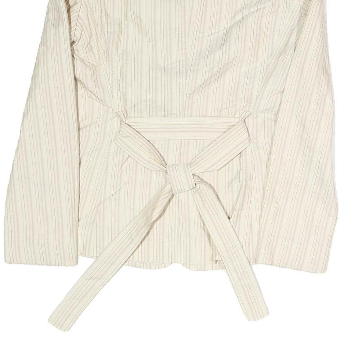 BOSS Womens Cream & Beige Stripe Blazer Jacket UK 8 Polyester Blend Button