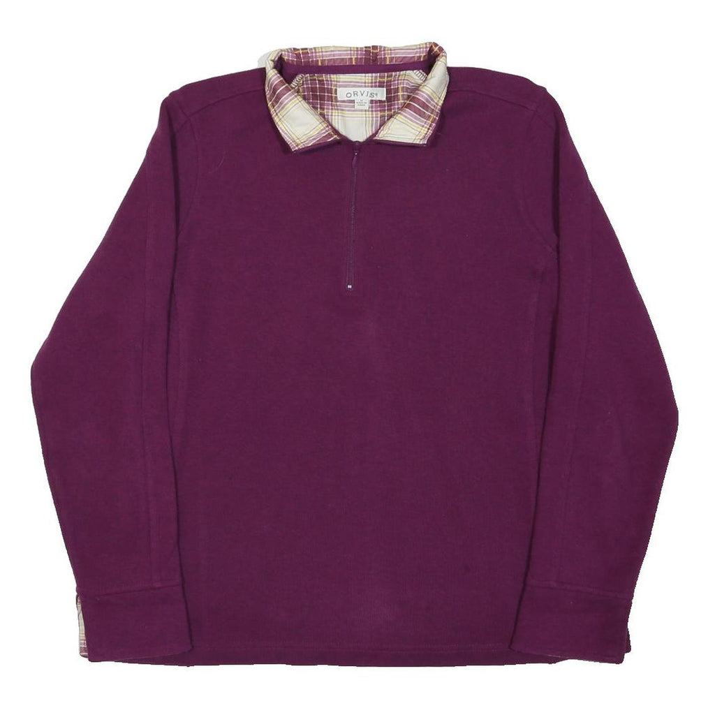 ORVIS Womens Purple & Cream Patterned Cotton Blend Plain Pullover Crew Neck