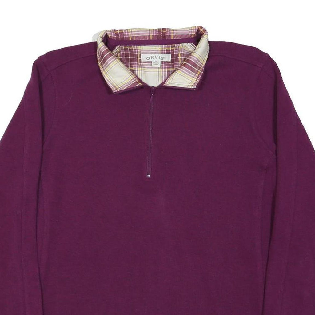 ORVIS Womens Purple & Cream Patterned Cotton Blend Plain Pullover Crew Neck