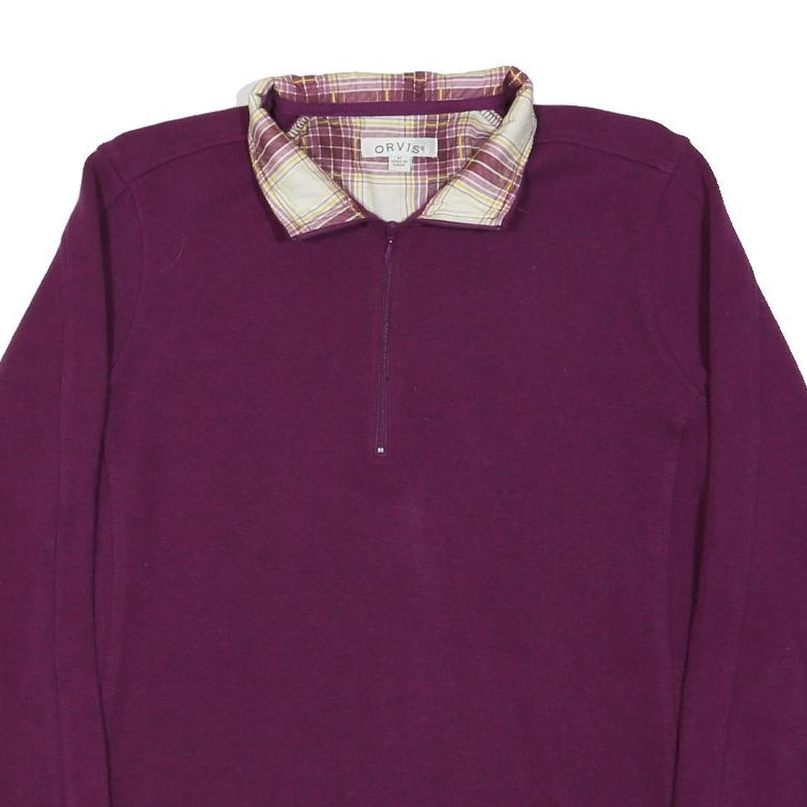 ORVIS Womens Purple & Cream Patterned Cotton Blend Plain Pullover Crew Neck